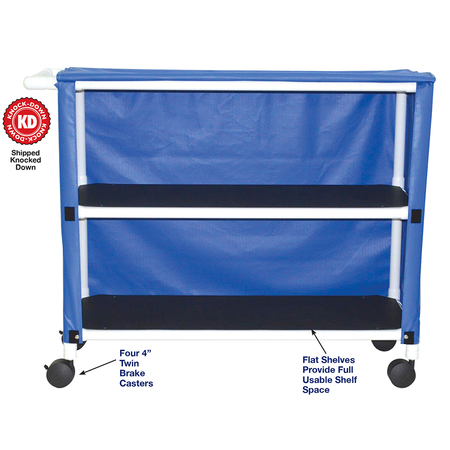 MJM INTERNAITONAL Jumbo Two Shelf Linen Cart, Standard Mesh - R.Blue 350-2C-SM-RB